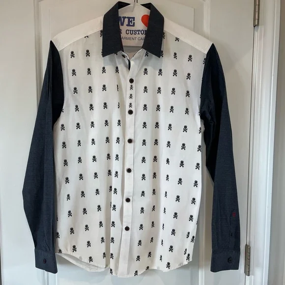 Robert Graham Skull & Crossbones SoCal Sport Shirt Tailored Slim Fit Medium - Picture 9 of 16